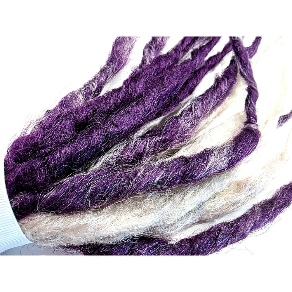10 SE Single Ended Dark Purple Silver White Dreads Dreadlocks Hair Extensions